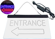 Entrance Left Arrow LED Light Sign - LED Gift Works