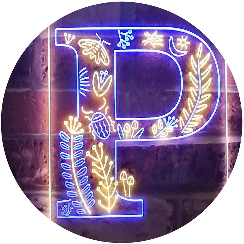 Family Name Letter P Monogram Initial LED Light Sign - LED Gift Works