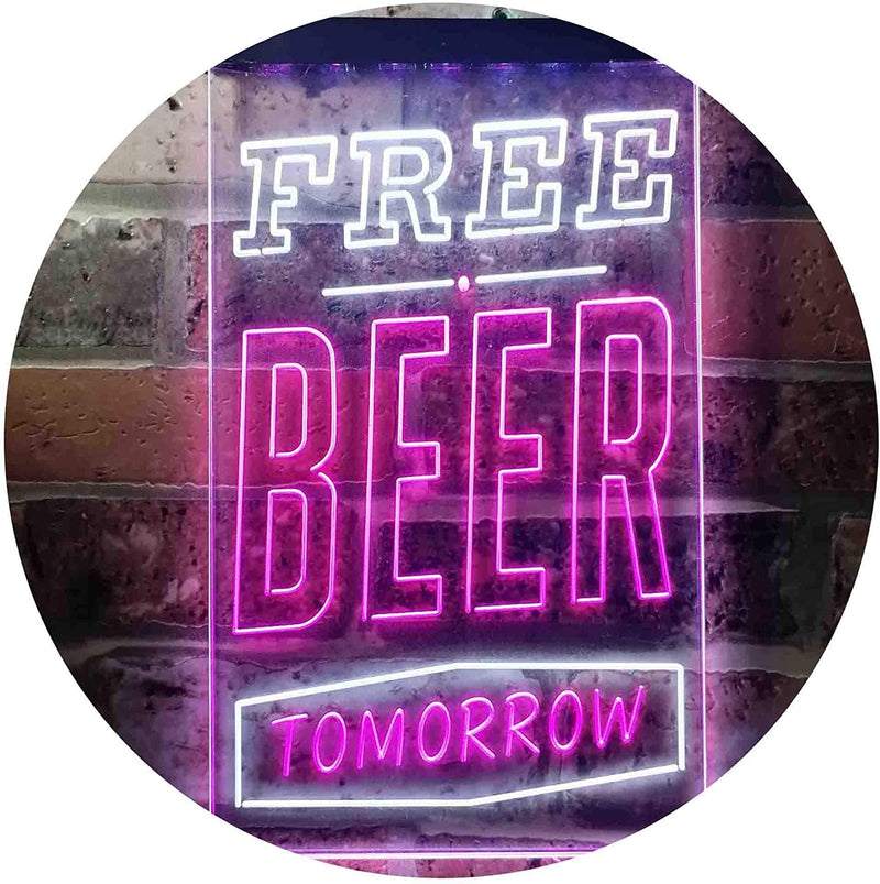 Free Beer Tomorrow LED Light Sign - LED Gift Works