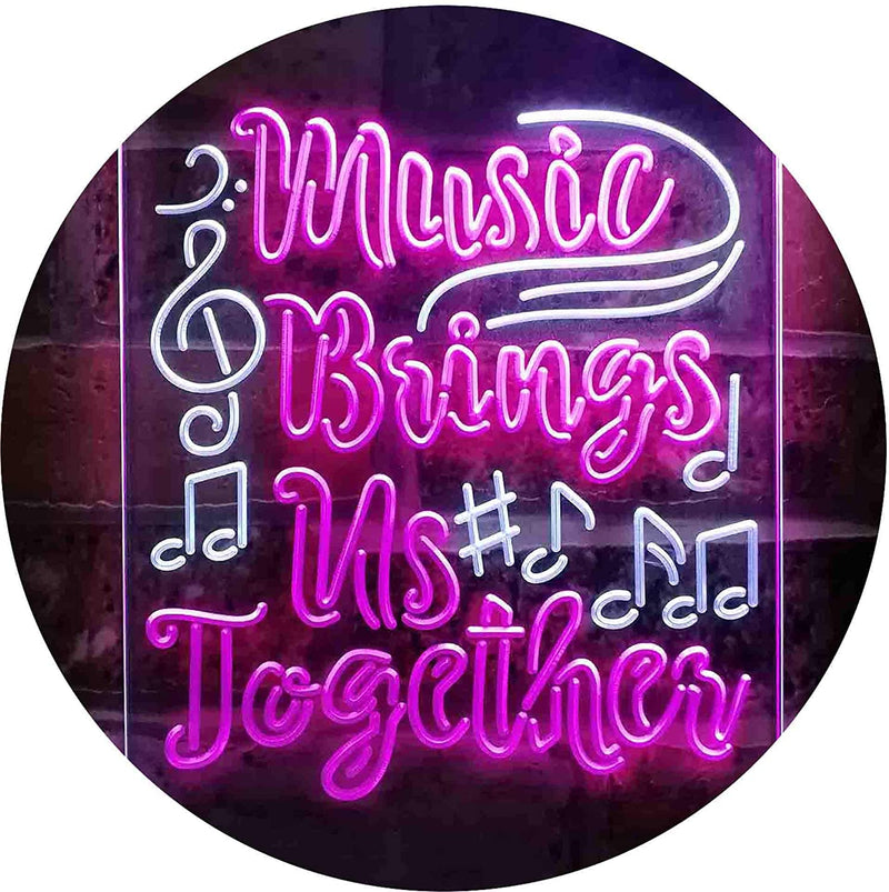 Musician Gift Music Brings Us Together Quote LED Light Sign - LED Gift Works