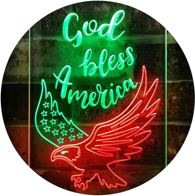 God Bless America Eagle LED Light Sign - LED Gift Works