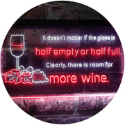 Funny Alcohol Quote Drinking Half Empty Full Wine Bar LED Light Sign - LED Gift Works