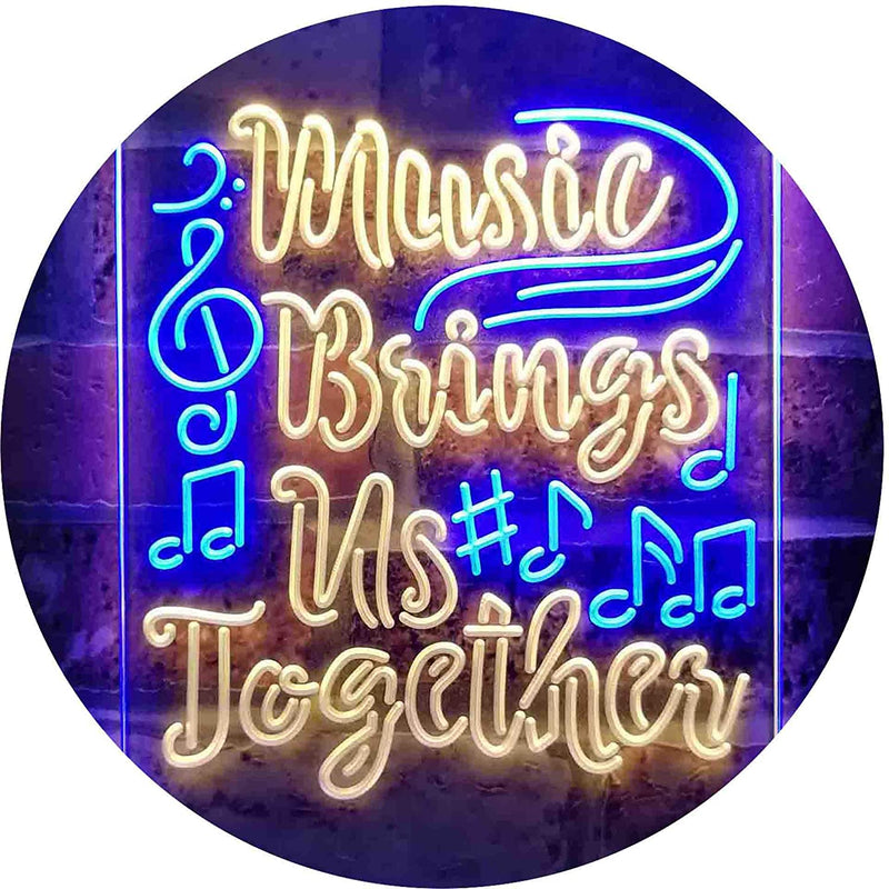 Musician Gift Music Brings Us Together Quote LED Light Sign - LED Gift Works