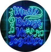 Musician Gift Music Brings Us Together Quote LED Light Sign - LED Gift Works