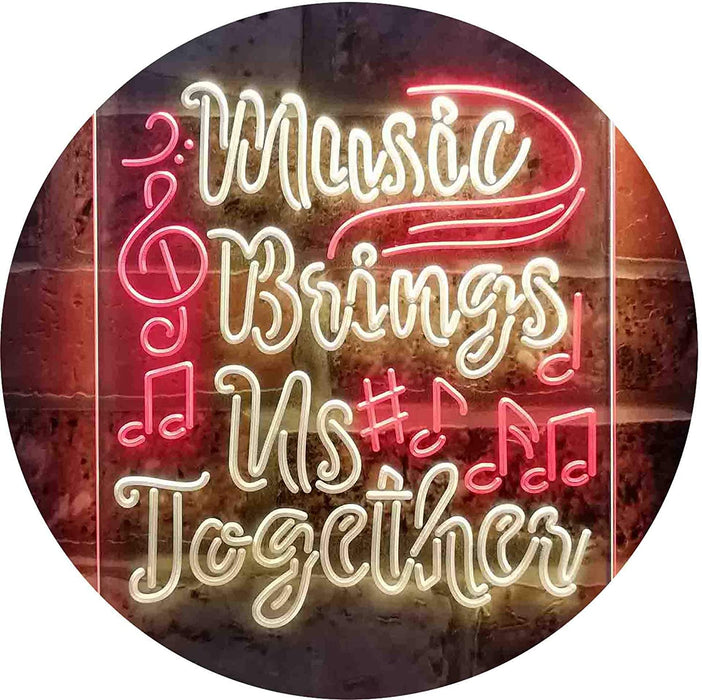 Musician Gift Music Brings Us Together Quote LED Light Sign - Way Up Gifts