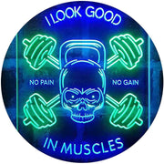 No Pain No Gain I Look Good in Muscles Weight Train Gym Fitness LED Light Sign - LED Gift Works