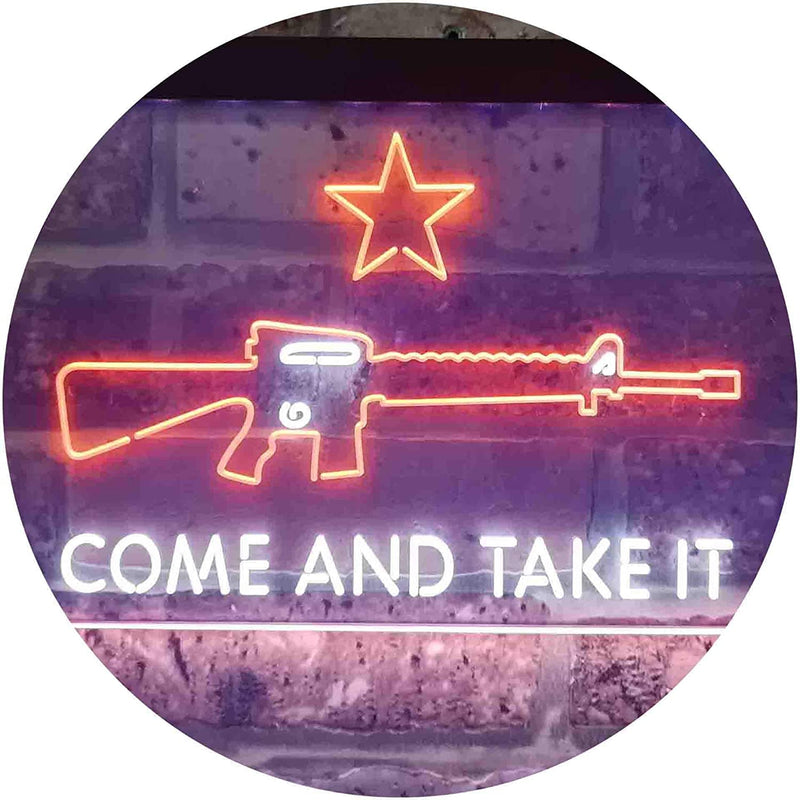 Come and Take It Gun Star Military Army LED Light Sign - LED Gift Works