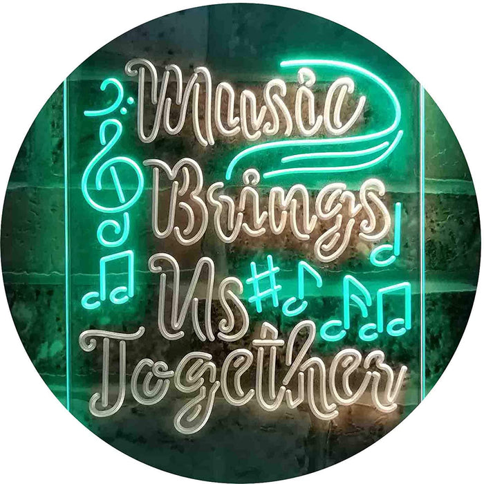 Musician Gift Music Brings Us Together Quote LED Light Sign - Way Up Gifts
