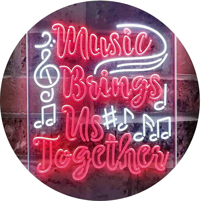 Musician Gift Music Brings Us Together Quote LED Light Sign - Way Up Gifts