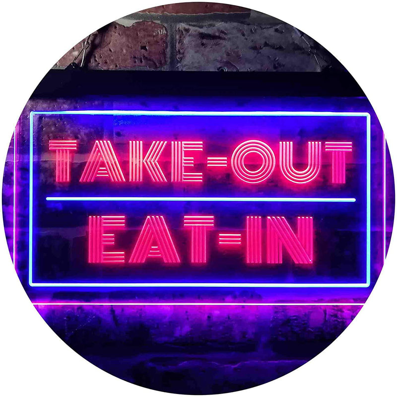 Take Out Eat In LED Light Sign - LED Gift Works