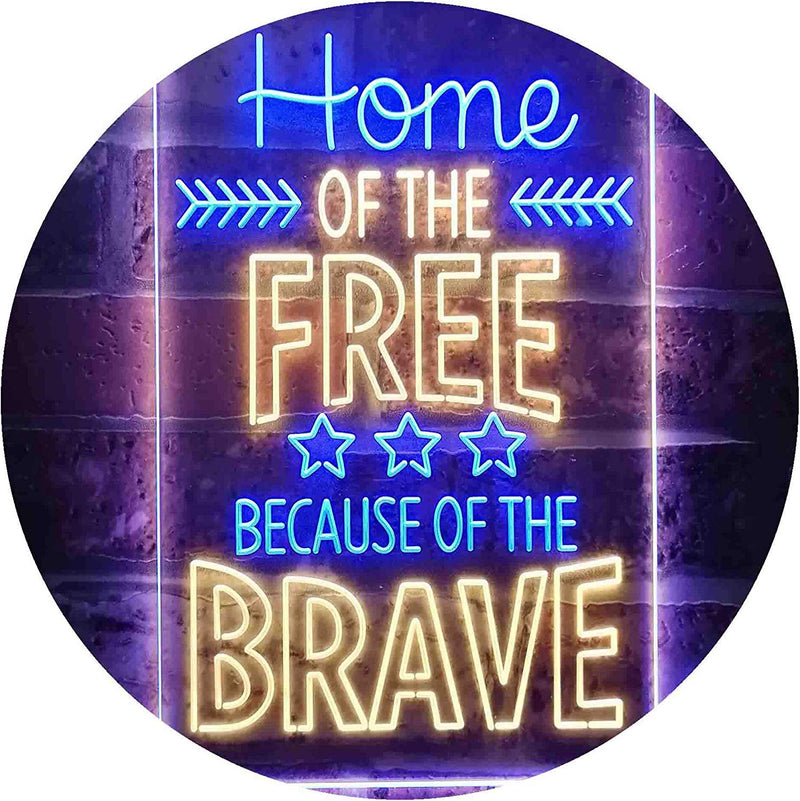 USA Home of The Free Because of The Brave LED Light Sign - LED Gift Works