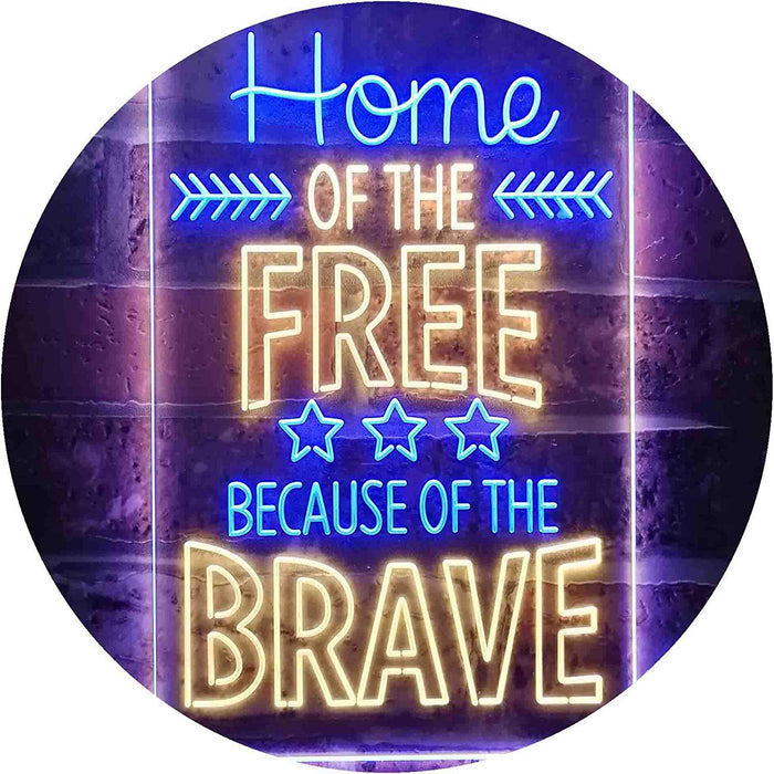USA Home of The Free Because of The Brave LED Light Sign - Way Up Gifts