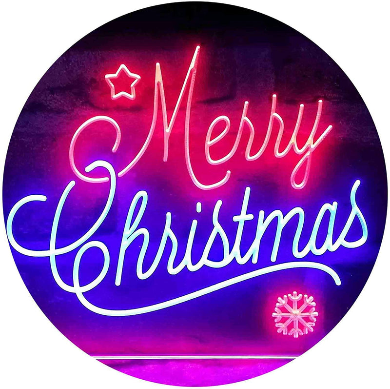 Merry Christmas Snowflakes LED Light Sign - LED Gift Works