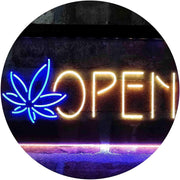 Open Hemp Leaf Marijuana Dispensary LED Light Sign - LED Gift Works