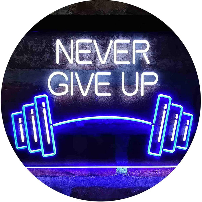 Never Give Up Weight Train Fitness Gym LED Light Sign - Way Up Gifts