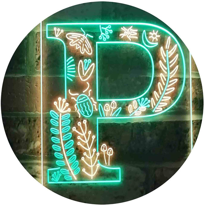 Family Name Letter P Monogram Initial LED Light Sign - Way Up Gifts