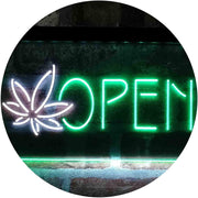 Open Hemp Leaf Marijuana Dispensary LED Light Sign - LED Gift Works