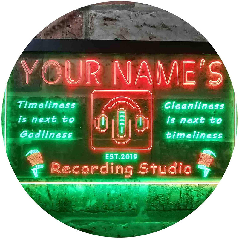 Personalized Recording Studio LED Light Sign - LED Gift Works