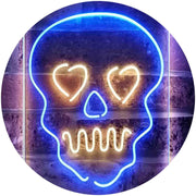 Skull Head Heart Eyes LED Light Sign - LED Gift Works