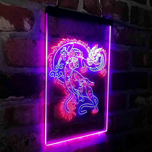 Tiger and Dragon Fight Man Cave Room Garage LED Light Sign - LED Gift Works