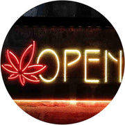 Open Hemp Leaf Marijuana Dispensary LED Light Sign - LED Gift Works