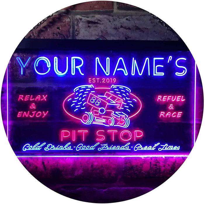 Personalized Car Racing Beer Pit Stop Bar LED Light Sign - Way Up Gifts