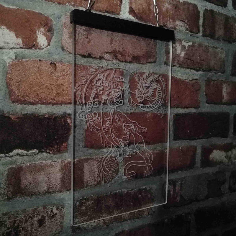 Tiger and Dragon Fight Man Cave Room Garage LED Light Sign - LED Gift Works