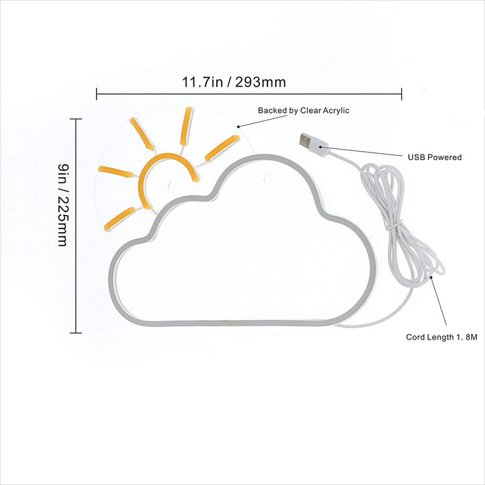 Cloud with Sun Appearing Flex Silicone LED Sign (Neon-Style, LED Technology) - Way Up Gifts