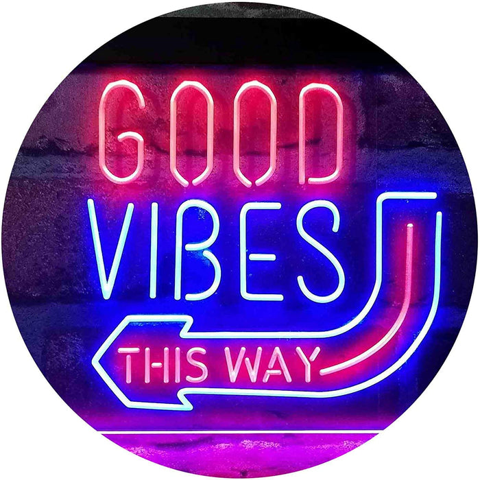 Good Vibes Arrow Left This Way LED Light Sign - Way Up Gifts
