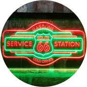 Route 66 Gasoline Station Cold Drinks LED Light Sign - LED Gift Works
