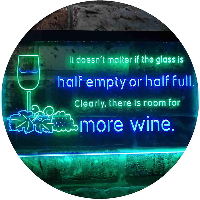 Funny Alcohol Quote Drinking Half Empty Full Wine Bar LED Light Sign - Way Up Gifts