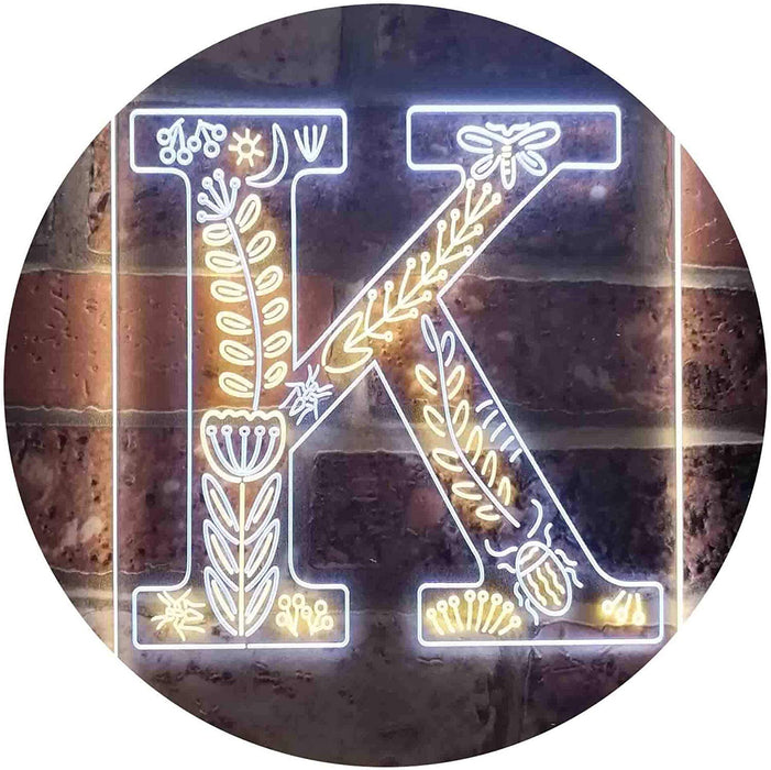 Family Name Letter K Monogram Initial LED Light Sign - Way Up Gifts