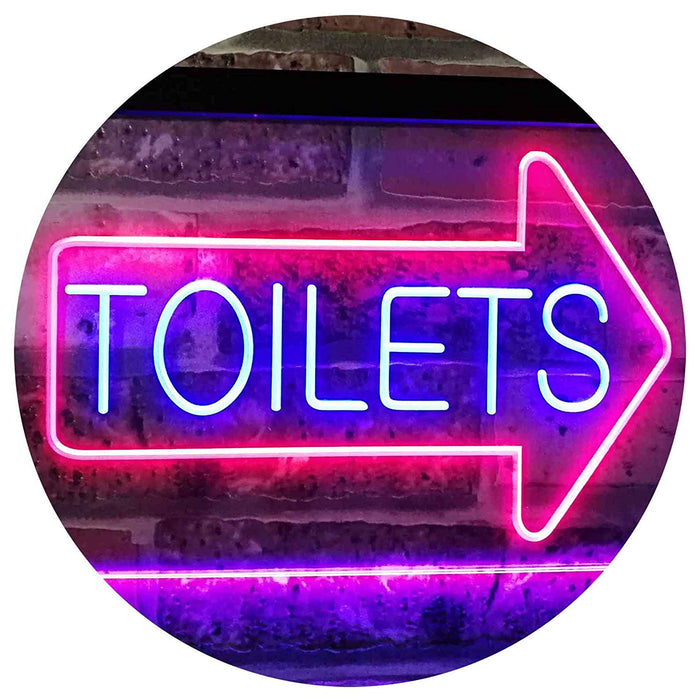 Restrooms Arrow Right Toilets LED Light Sign - Way Up Gifts