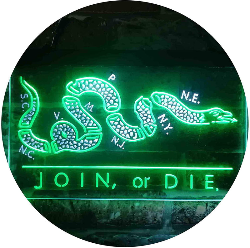Join Or Die Flag Snake Military Army LED Light Sign - LED Gift Works