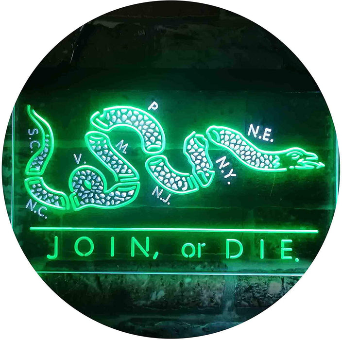 Join Or Die Flag Snake Military Army LED Light Sign - Way Up Gifts