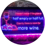 Funny Alcohol Quote Drinking Half Empty Full Wine Bar LED Light Sign - LED Gift Works