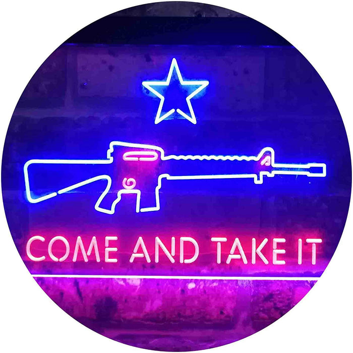 Come and Take It Gun Star Military Army LED Light Sign - Way Up Gifts