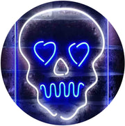 Skull Head Heart Eyes LED Light Sign - LED Gift Works