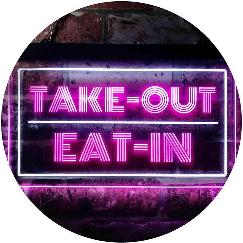 Take Out Eat In LED Light Sign - LED Gift Works