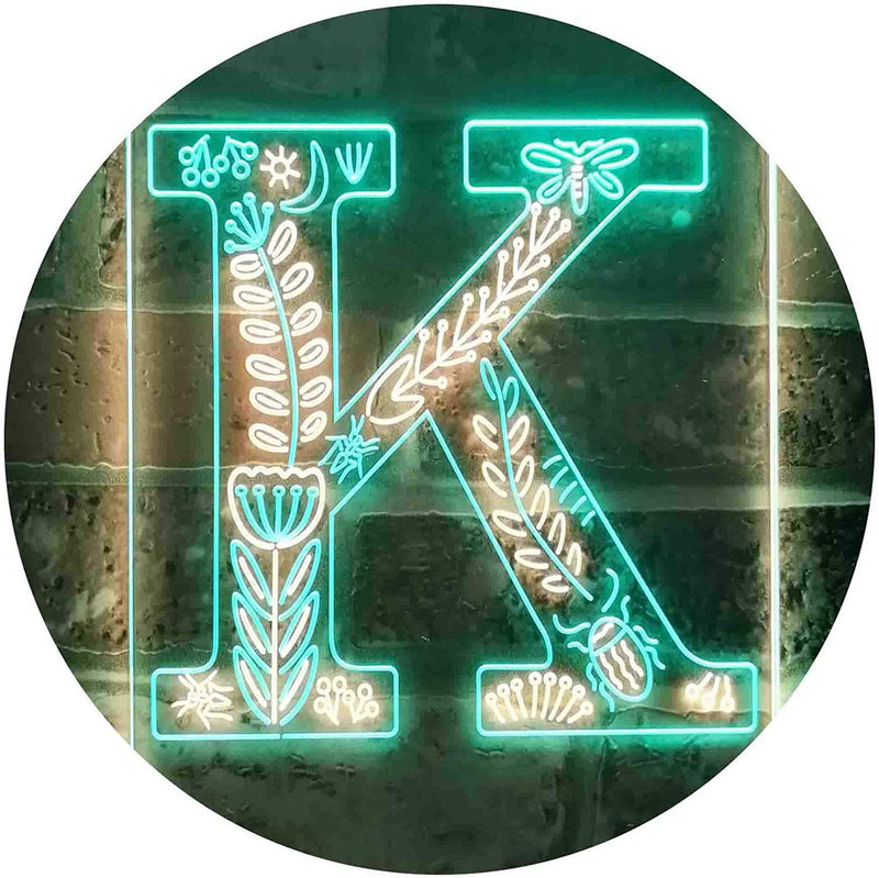 Family Name Letter K Monogram Initial LED Light Sign - LED Gift Works