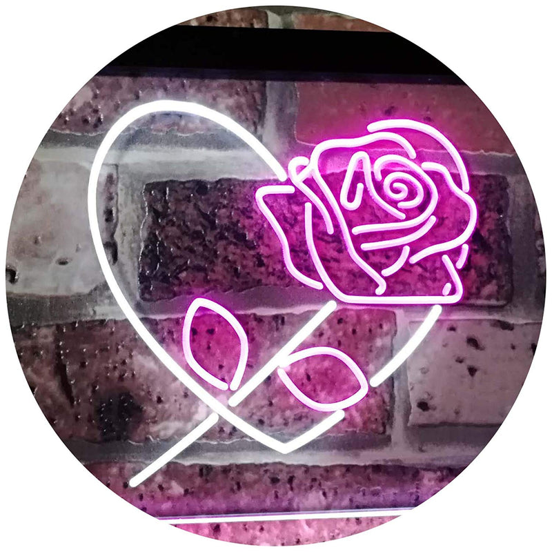 Rose Flower & Heart LED Light Sign - LED Gift Works