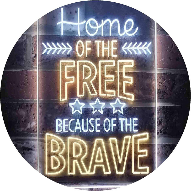 USA Home of The Free Because of The Brave LED Light Sign - LED Gift Works