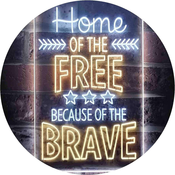 USA Home of The Free Because of The Brave LED Light Sign - Way Up Gifts
