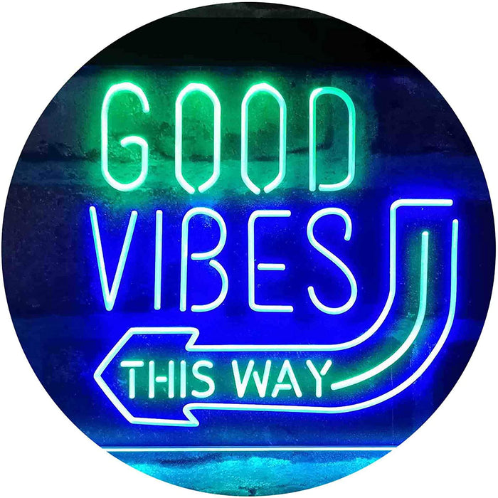Good Vibes Arrow Left This Way LED Light Sign - Way Up Gifts