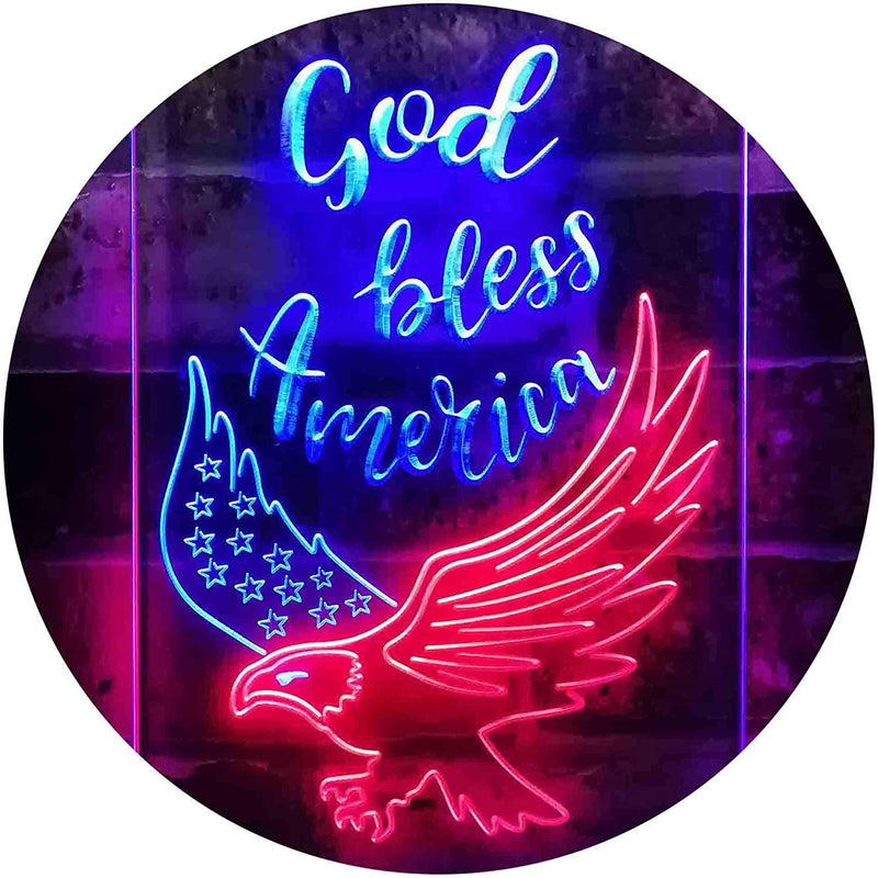 God Bless America Eagle LED Light Sign - LED Gift Works