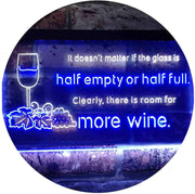 Funny Alcohol Quote Drinking Half Empty Full Wine Bar LED Light Sign - LED Gift Works