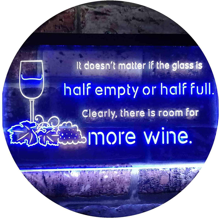 Funny Alcohol Quote Drinking Half Empty Full Wine Bar LED Light Sign - Way Up Gifts