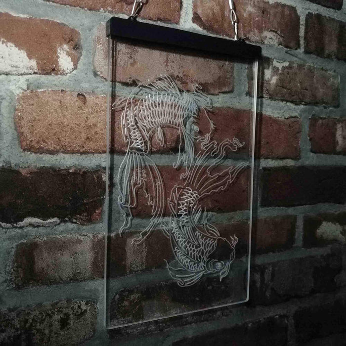 Koi Fish Tattoo Line Art LED Light Sign - Way Up Gifts