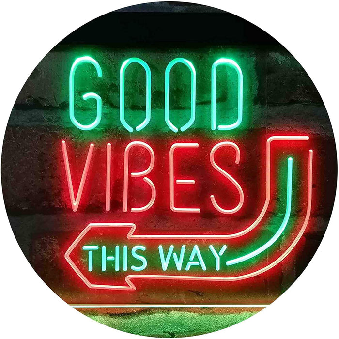 Good Vibes Arrow Left This Way LED Light Sign - Way Up Gifts