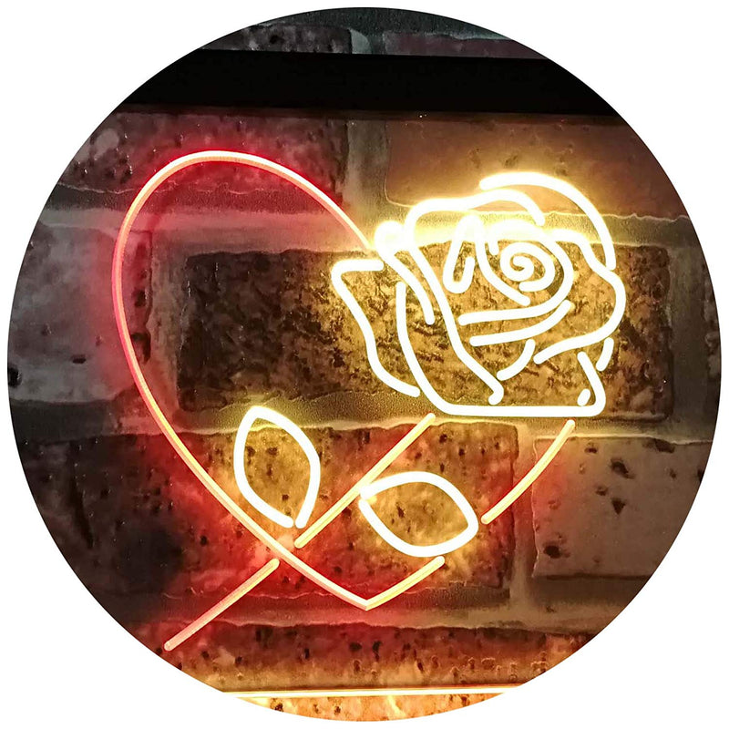 Rose Flower & Heart LED Light Sign - LED Gift Works